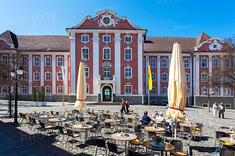 View of the main portal of the New Meersburg Castle on Lake Constance