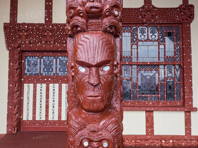 Carvings at the Maori Meeting House in Ohinemutu