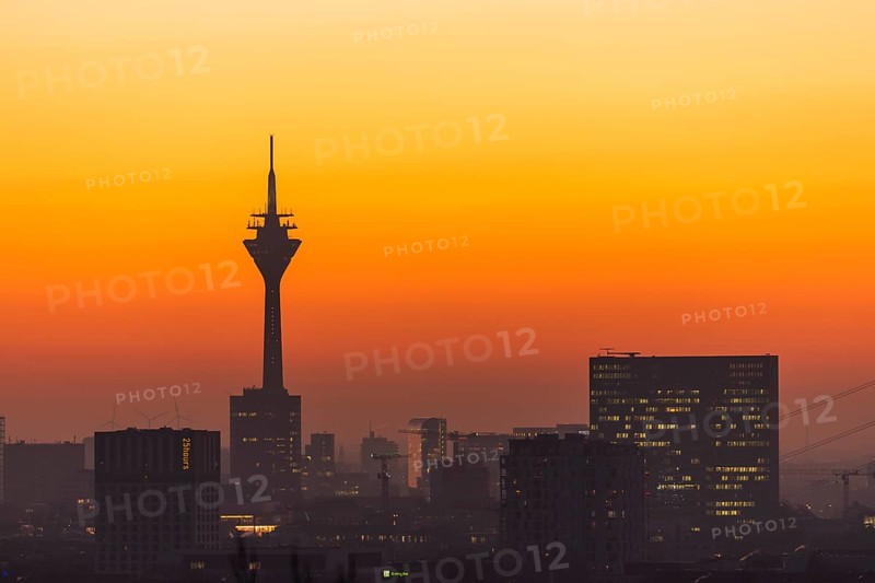 Duesseldorf skyline at sunset