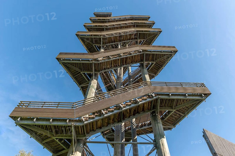 Panoramic observation tower Weisstannenturm in the garden of the two banks in Kehl