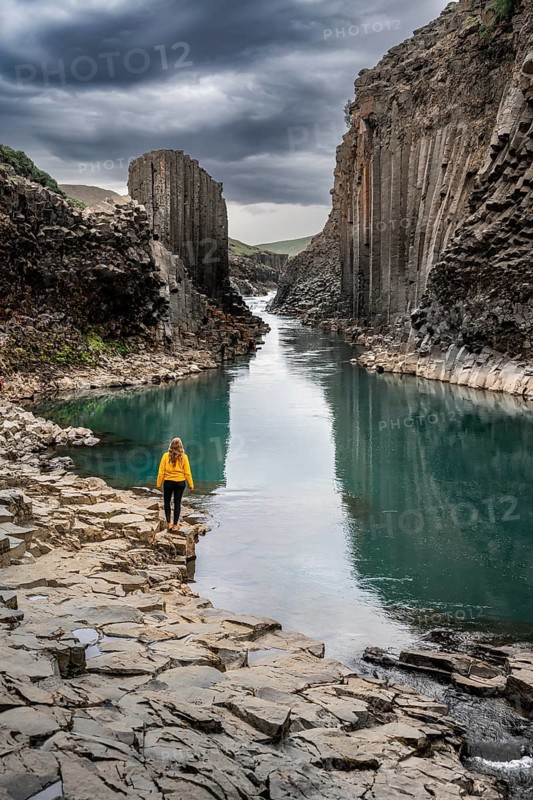 Tourist at Stuolagil Canyon