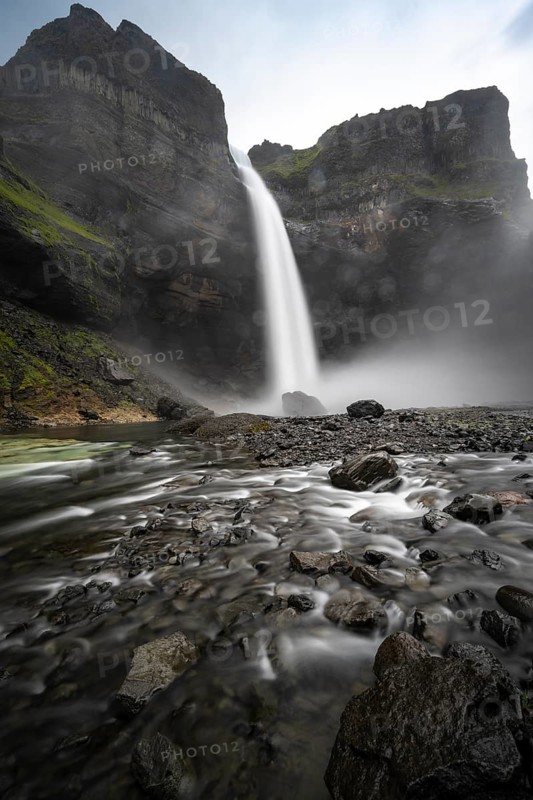 Haifoss and Granni waterfall at a canyon