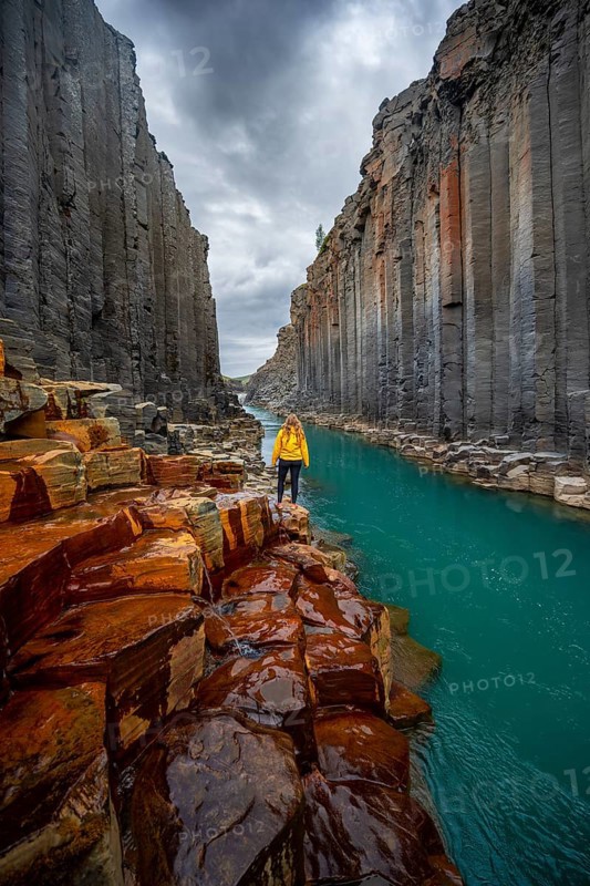 Tourist at Stuolagil Canyon