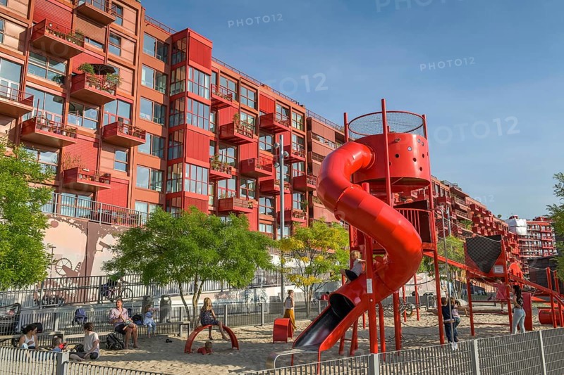 Children's playground and new buildings