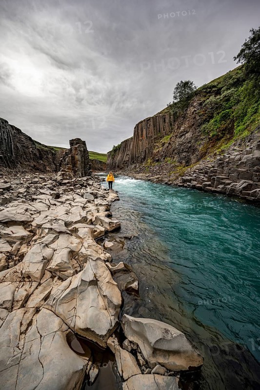 Tourist at Stuolagil Canyon