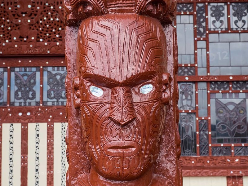 Carvings at the Maori Meeting House in Ohinemutu