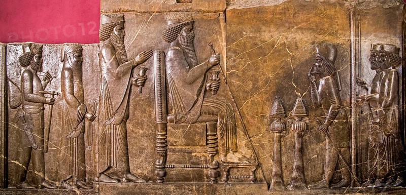 Throne relief (treasury relief) of Darius I the Great Persepolis (Pars)