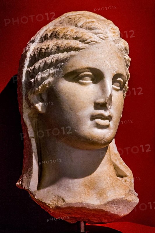 Female marble head with melon hairstyle