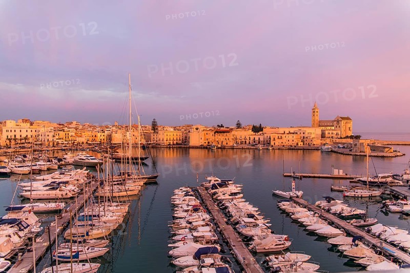 View of marina and old town in the evening