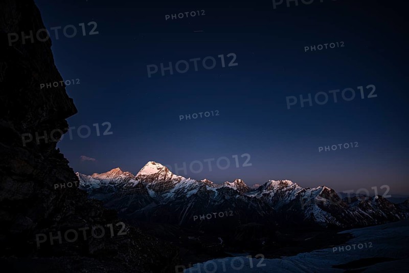 Night sky over the Himalayas with Makalu