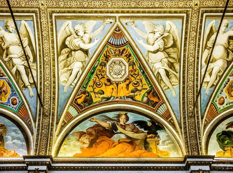 Hall of Mirrors decorated with frescoes