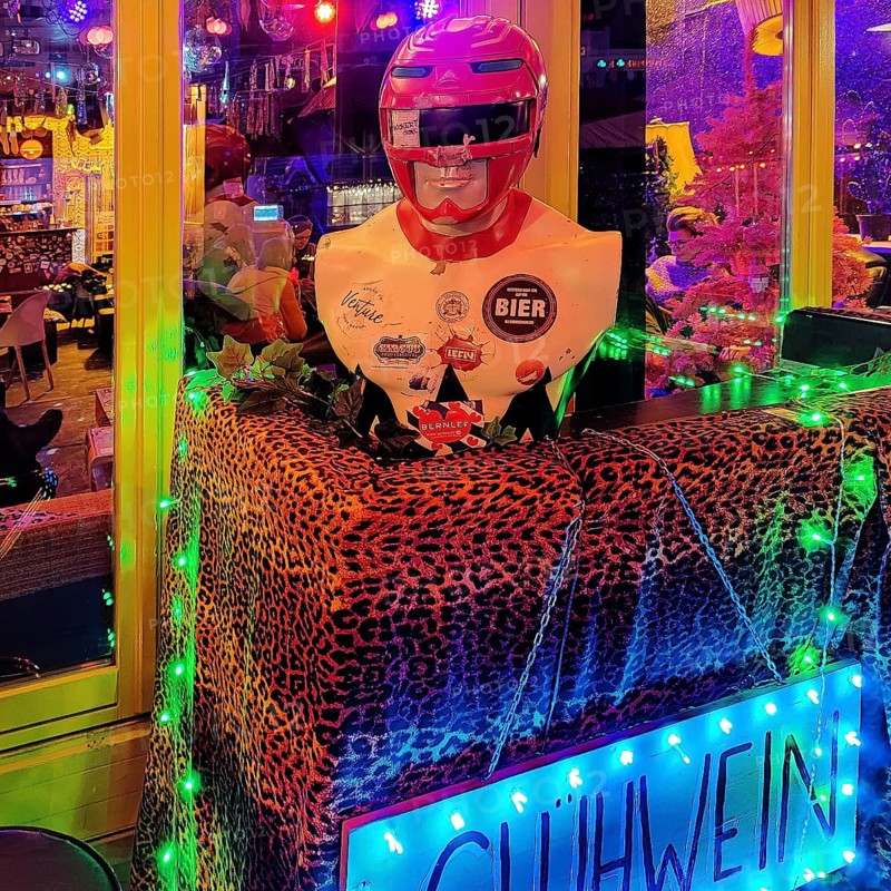 Neon-coloured nightlife in a pub on the Reeperbahn