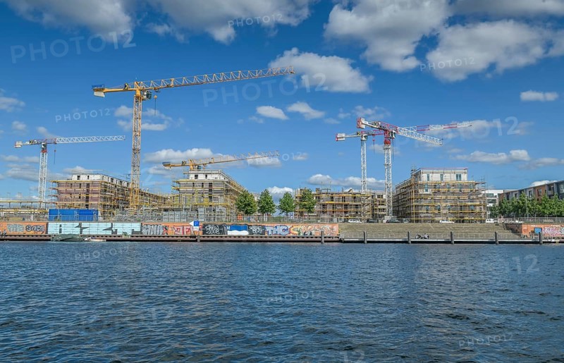 Waterkant development area with construction cranes