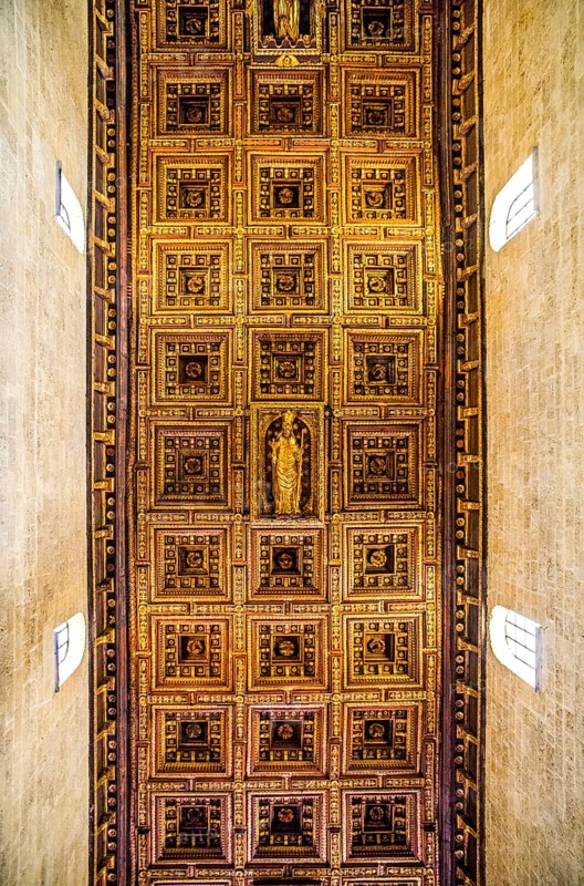17th century wooden ceiling of San Cataldo Cathedral