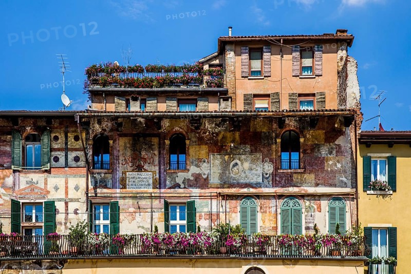 Frescoed houses in Piazza delle Erbe