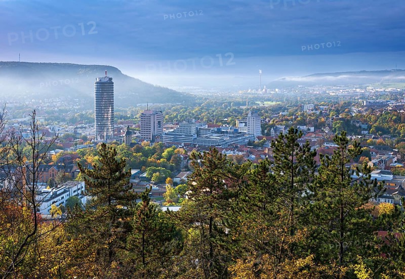 City view with JenTower and Friedrich Schiller University in autumn
