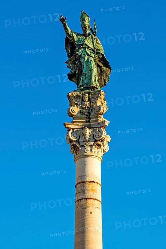 Marble column with the patron saint Oronzo