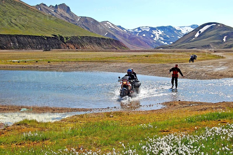 Watery fords in the colourful highlands of Landmannalaugar