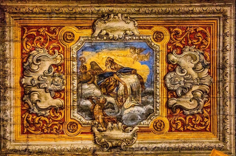 Wooden ceiling in the cathedral