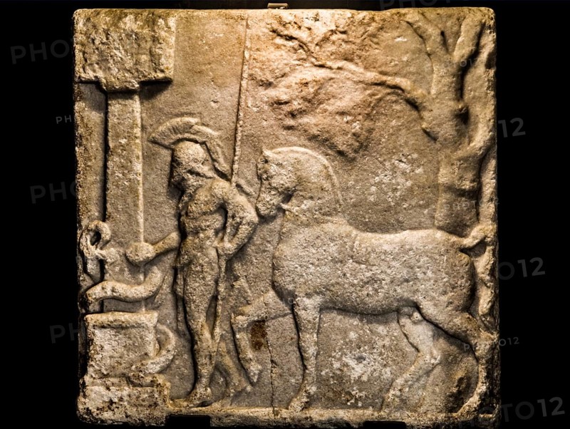 Male figure and loutrophoros