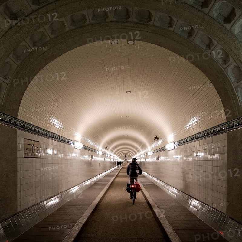 Cyclist in the tunnel tube