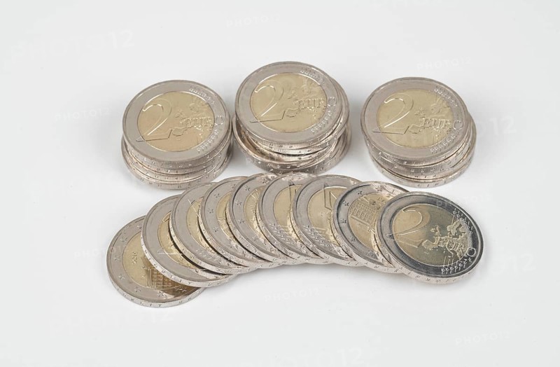 Stack of 2 euro coins