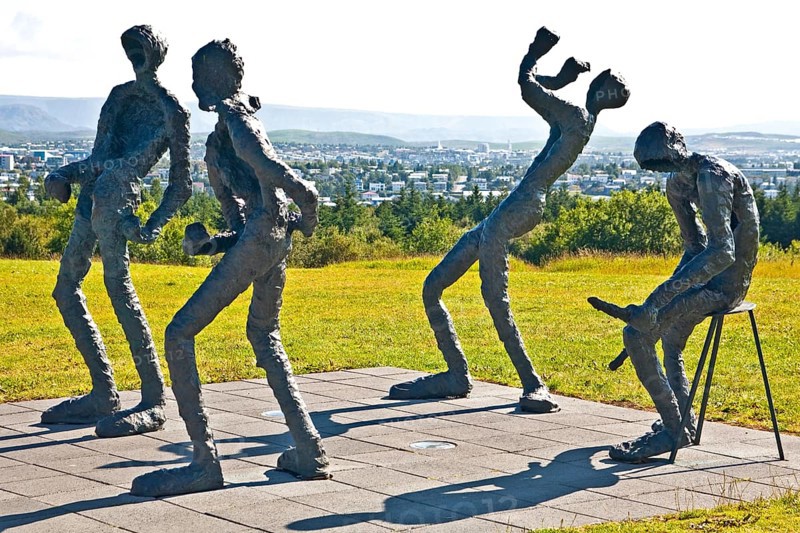 Sculpture group in front of Perlan
