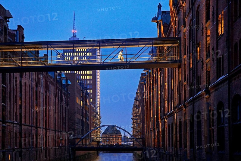 View from the Sand Bridge to Columbus House in the evening