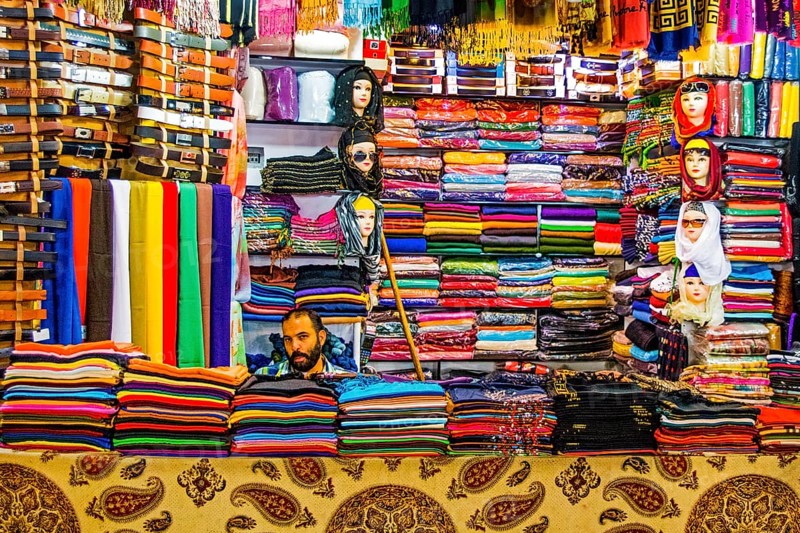 Colourful clothing shops