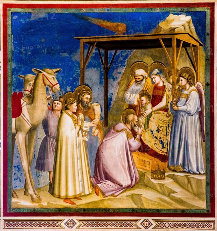 Fresco: Adoration of Jesus by the Magi with Halley's Comet