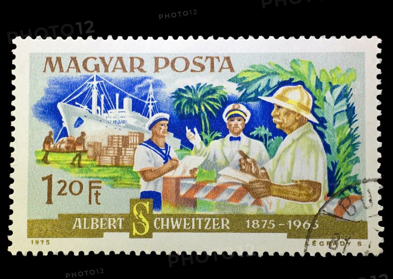 Hungarian stamp in honour of Albert Schweitzer