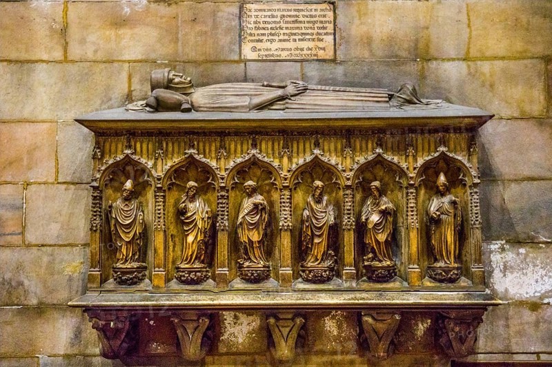 Interior with funerary monument