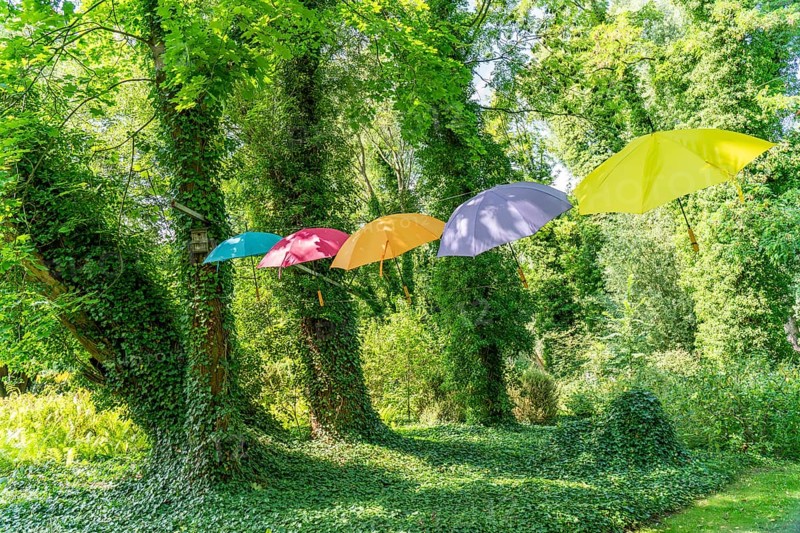 Colourful umbrellas in the optics park Rathenow