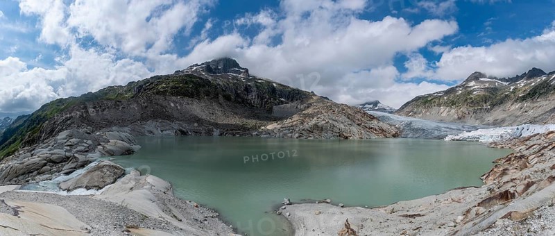Alpine landscape with Rhone glacier and Rhone spring