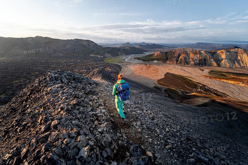 Hiker on the Laugavegur trekking trail