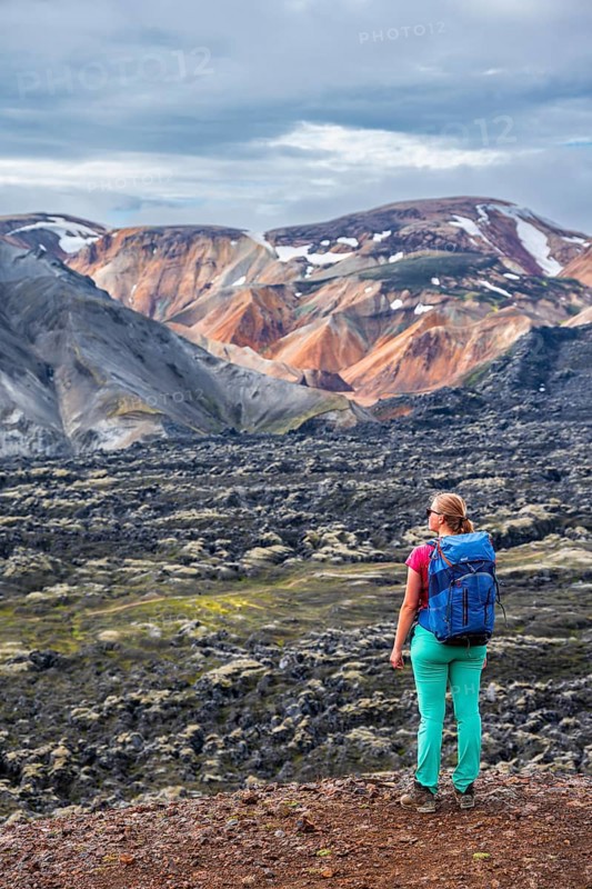 Hiker on the Laugavegur trekking trail