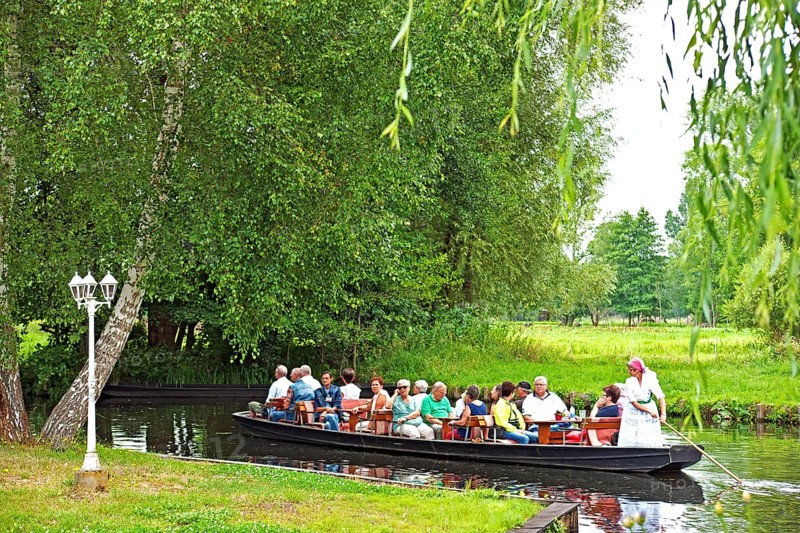 Tourists in a typical barge in the Spreewald
