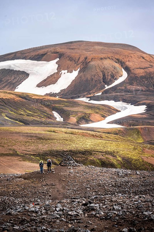 Hikers on the Laugavegur trekking trail