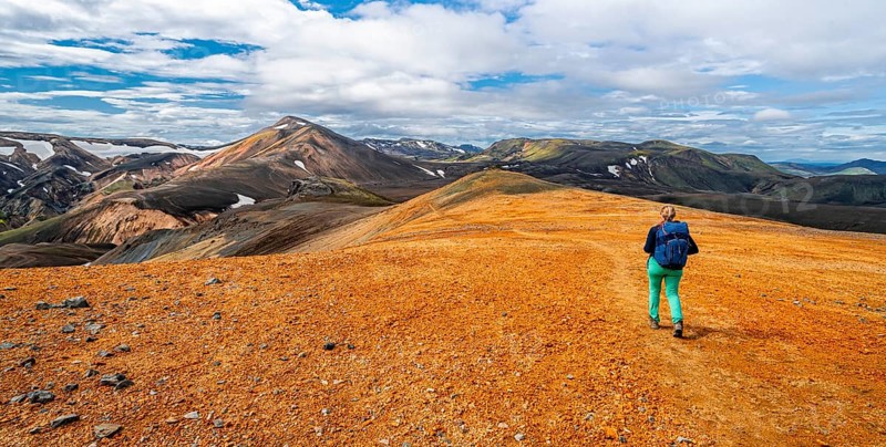 Hiker on the Laugavegur trekking trail