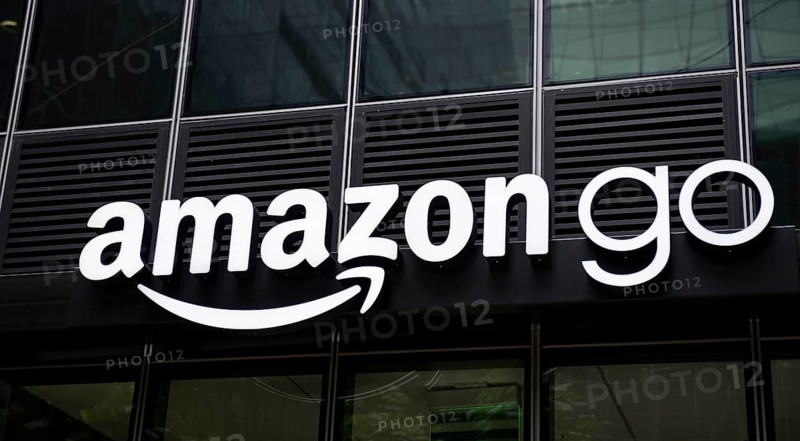 Amazon go lettering on a building facade