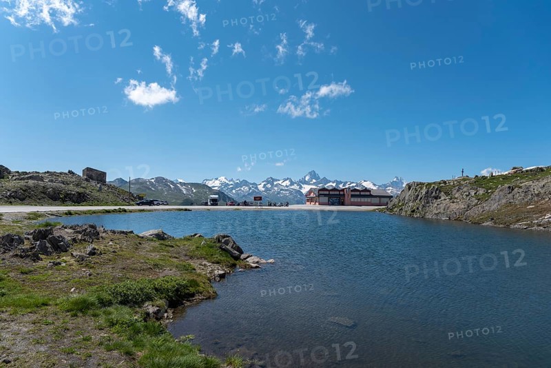Alpine landscape near the Nufenen Pass with the Finsteraarhorn in the background