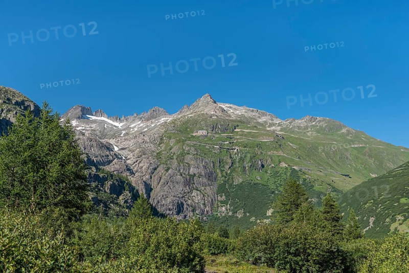 Landscape of the Rhone valley near the hamlet of Gletsch