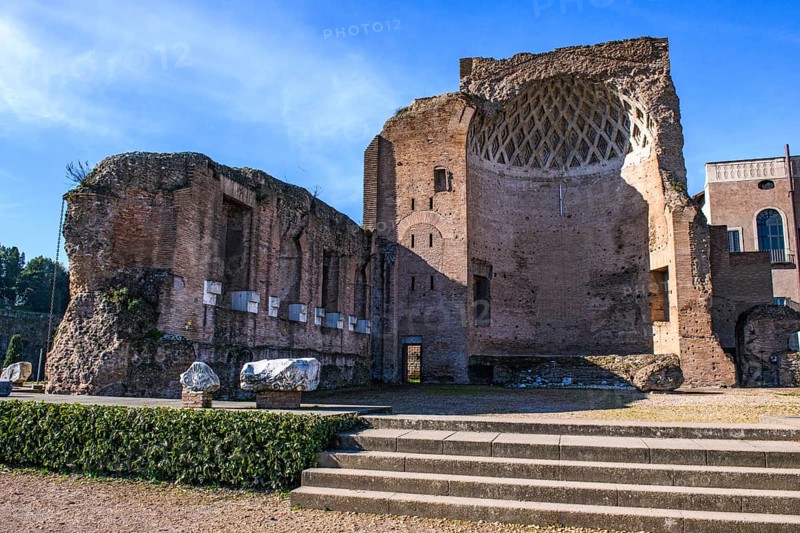 View of historical ruins of Cella of Venus in double temple Temple of Venus and of the City Goddess Roma
