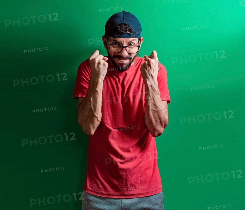 Angry man with glasses
