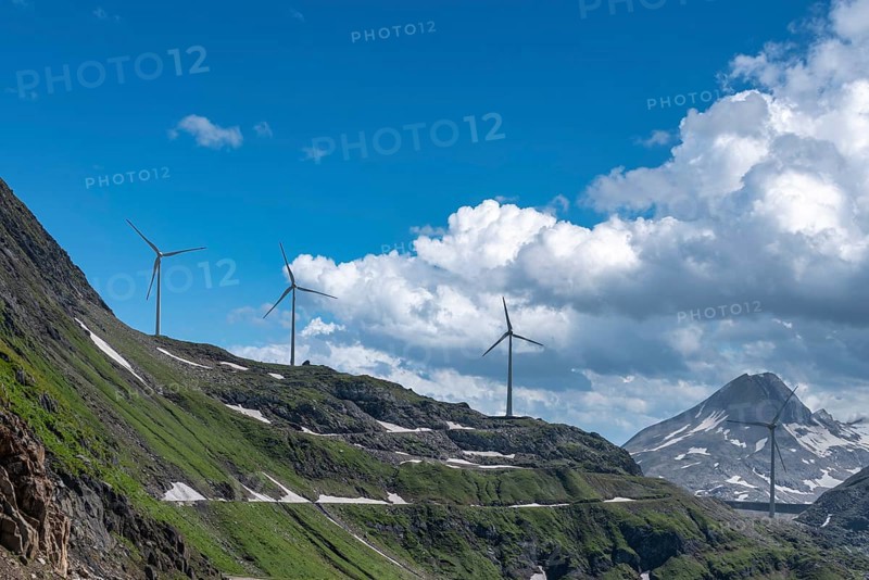 Wind turbine below Lake Gri near the Nufenen Pass