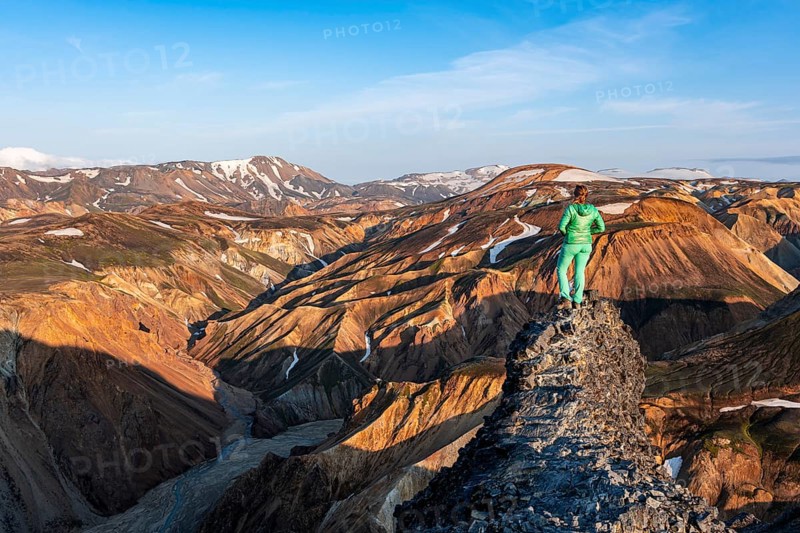 Hiker on the trekking trail Laugavegur