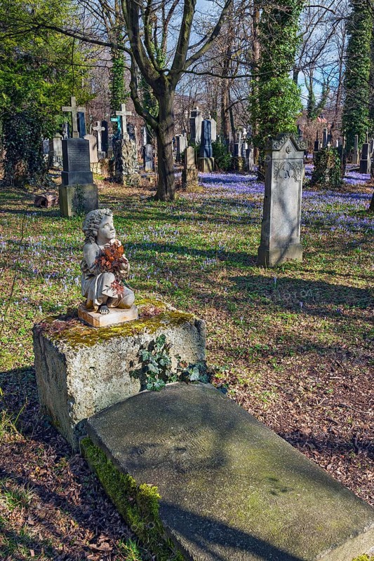 South cemetery with childlike figure on gravestone
