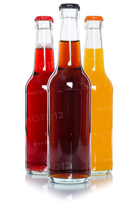 Bottles with colourful drinks