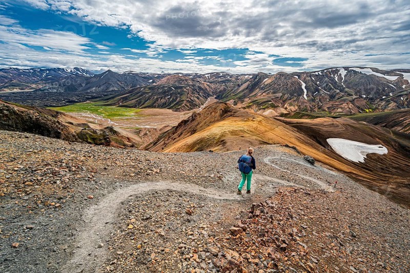 Hiker on the Laugavegur trekking trail