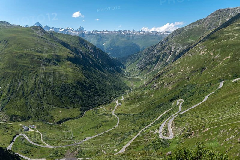 Alpine landscape with Nufenen Pass road